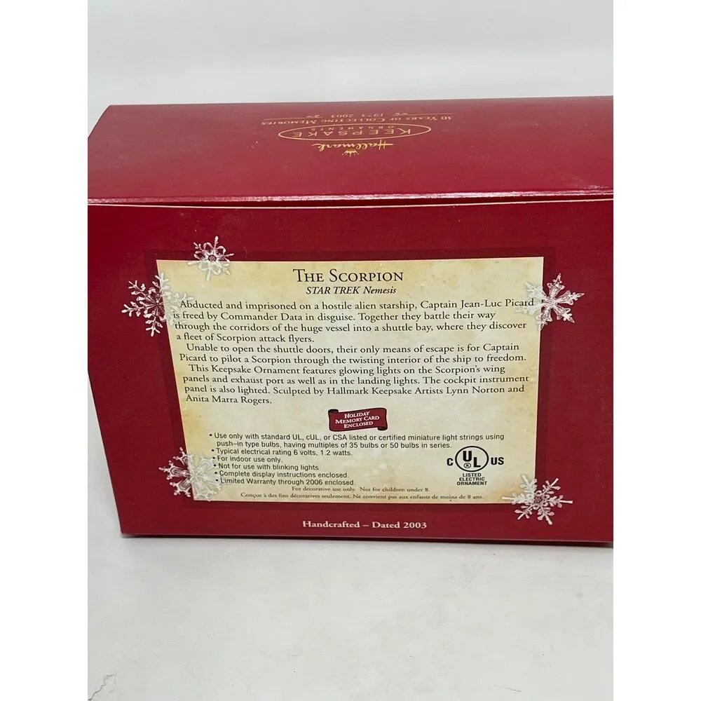 Hallmark Keepsake The Scorpion Star Trek Nemesis Ornament Magic Light 2003 New